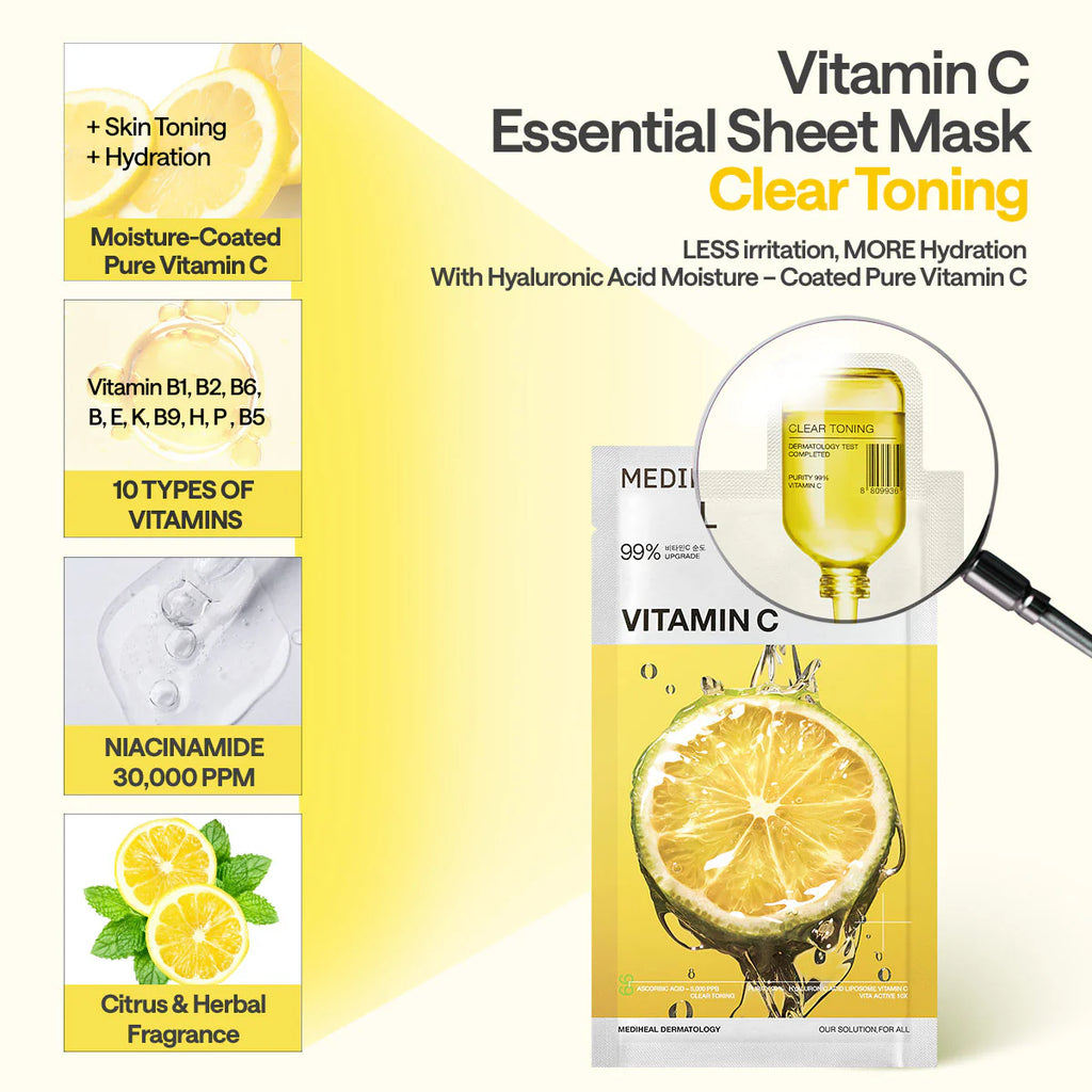 Mascarilla Facial - MEDIHEAL Vitamin C Essential Mask Sheet Clear Toning